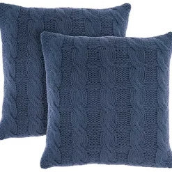Outlet Navy Woven Cable Knit Pillow, Set of 2 Pillows