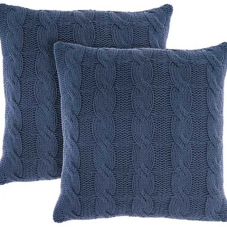 Outlet Navy Woven Cable Knit Pillow, Set of 2 Pillows