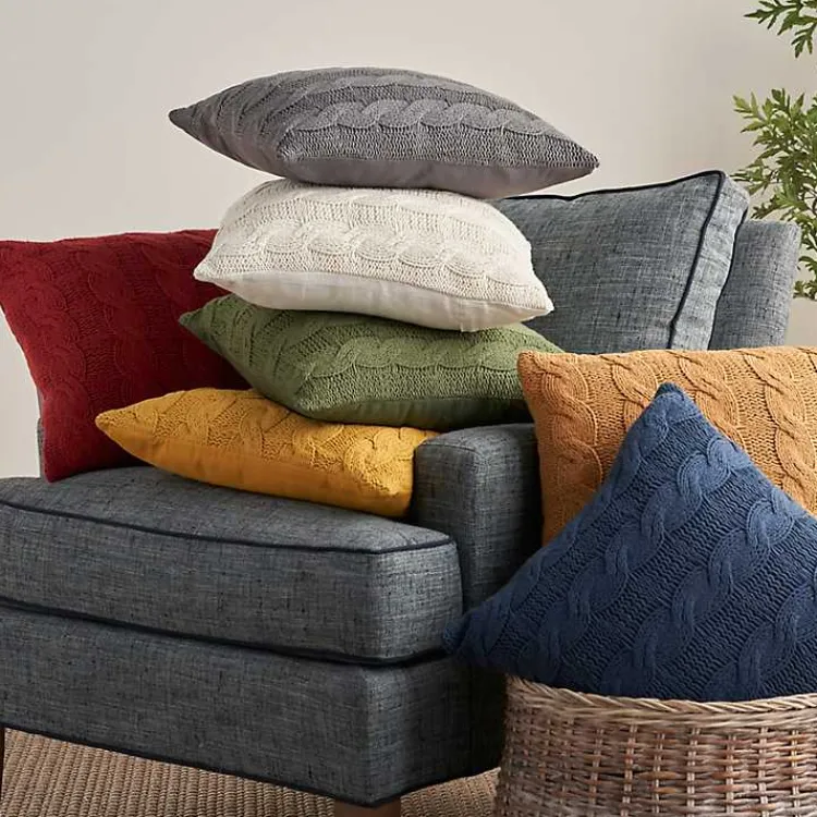 Outlet Navy Woven Cable Knit Pillow, Set of 2 Pillows