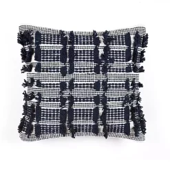 Clearance Navy Woven Frill Pillow Pillows