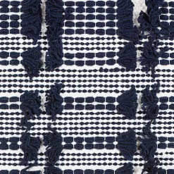 Clearance Navy Woven Frill Pillow Pillows