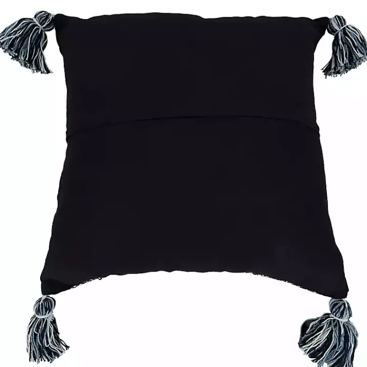 Online Navy Woven Texture Tassels Throw Pillow Pillows