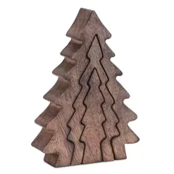 Outlet Nesting Pine Tree Figurines, Set of 3 Christmas Decorations