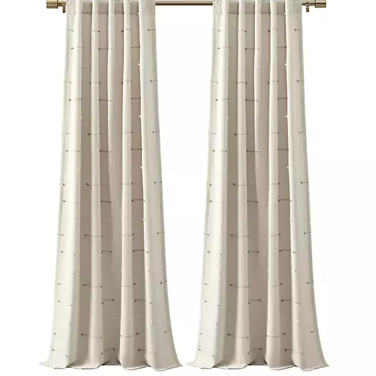 Kirklands Home Curtains & Drapes|Neutral Clipped Stripe Curtain Panel Set, 84 in. Tan