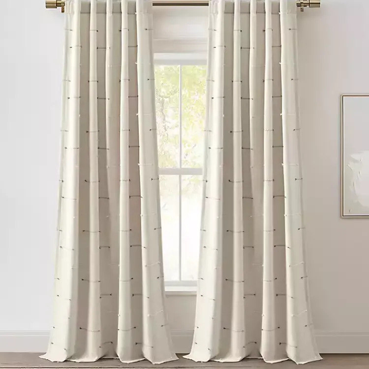 Kirklands Home Curtains & Drapes|Neutral Clipped Stripe Curtain Panel Set, 84 in. Tan