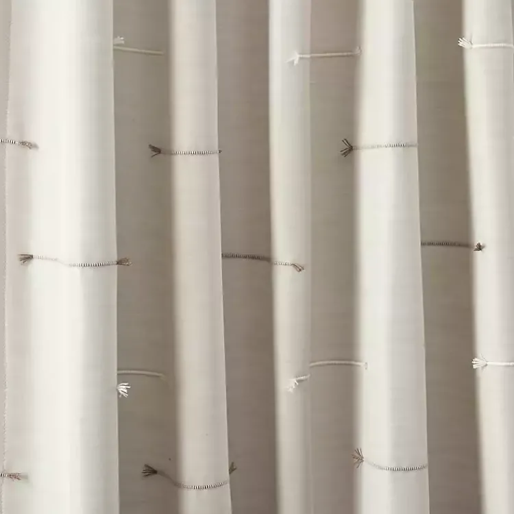 Kirklands Home Curtains & Drapes|Neutral Clipped Stripe Curtain Panel Set, 84 in. Tan