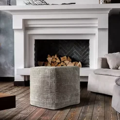 Sale Neutral Distressed Geo Ultra-Soft Pouf Poufs & Floor Cushions