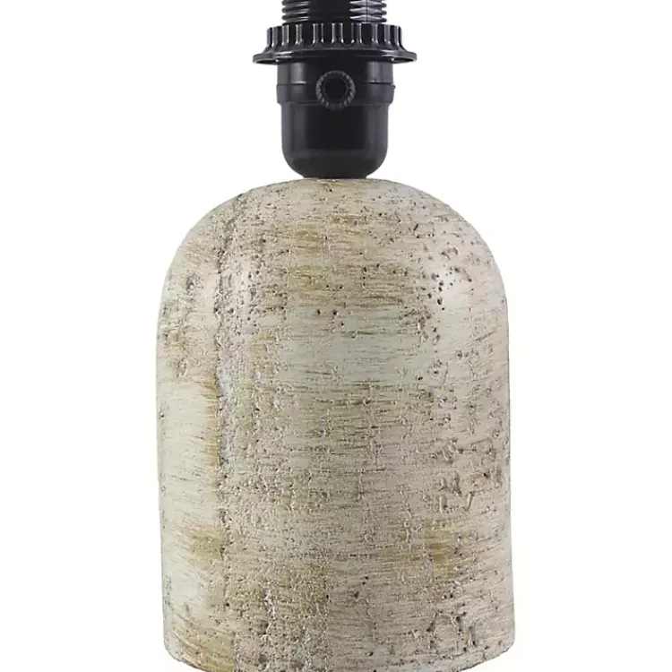 Kirklands Home Table Lamps|Neutral Faux Stone Table Lamp with Scalloped Shade Tan