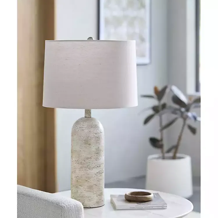 Kirklands Home Table Lamps|Neutral Faux Stone Vella Table Lamp Tan