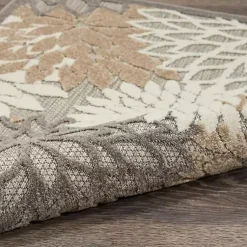 Kirklands Home Outdoor Rugs|Neutral Floral Burst Outdoor Area Rug, 5x7