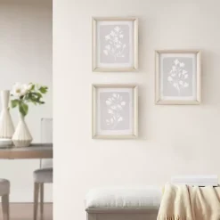 Kirklands Home Framed Art|Neutral Floral Sprigs 3-pc. Framed Art Set