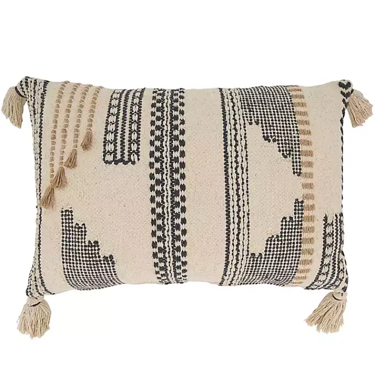 Online Neutral Geometric Stitch Lumbar Pillow Pillows