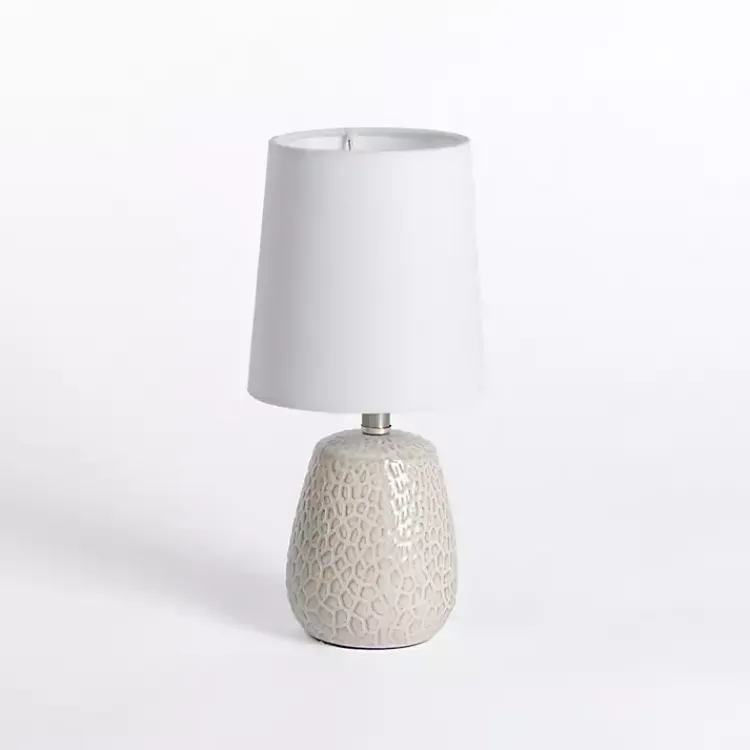 Kirklands Home Table Lamps|Neutral Giraffe Pattern Mini Table Lamp White