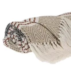 Neutral Herringbone Multi Striped Throw Blankets & Throws