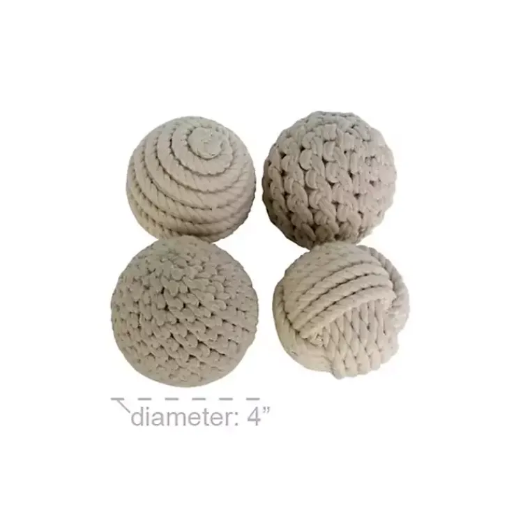 New Neutral Jute Rope Orbs, Set of 4 Bowl Filler