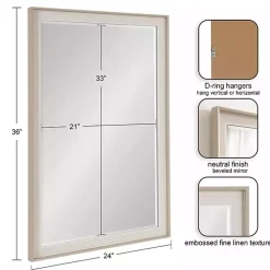 Kirklands Home Decorative Mirrors|Neutral Linen Beveled Wall Mirror