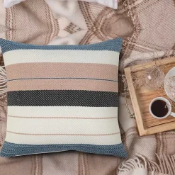 Kirklands Home Outdoor Cushions & Pillows|Neutral Striped Outdoor Pillow