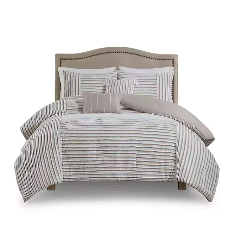 Kirklands Home Comforters|Neutral Striped 5-pc. Full/Queen Comforter Set