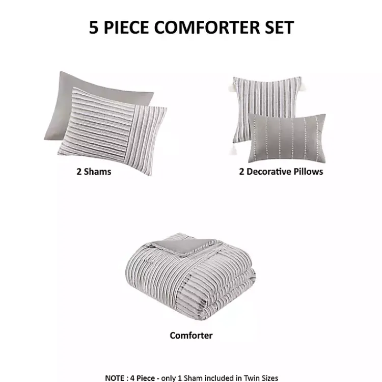 Kirklands Home Comforters|Neutral Striped 5-pc. Full/Queen Comforter Set