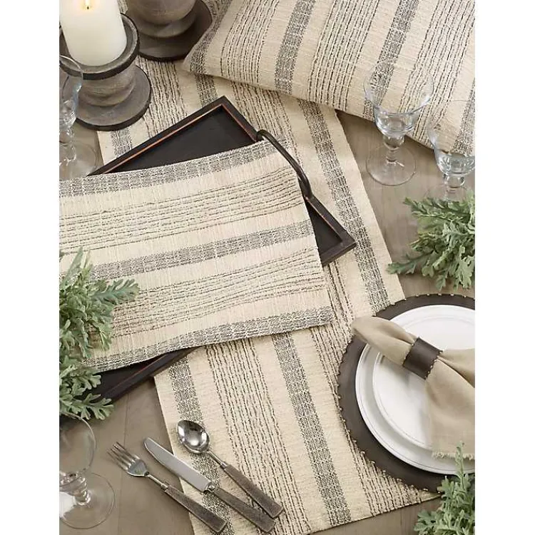 Kirklands Home Table Linens|Neutral Striped Woven Placemats, Set of 4