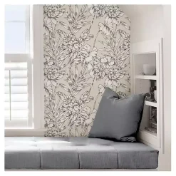 Kirklands Home Wall Murals & Wallpaper|Neutral Tropic Floral Peel & Stick Wallpaper