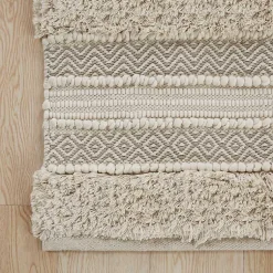 Kirklands Home Bathroom Rugs|Neutral Tufted Stripes Woven Bath Mat Brown