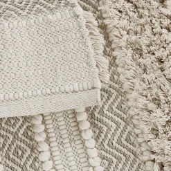 Kirklands Home Bathroom Rugs|Neutral Tufted Stripes Woven Bath Mat Brown