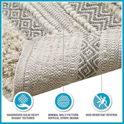 Kirklands Home Bathroom Rugs|Neutral Tufted Stripes Woven Bath Mat Brown