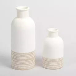 Neutral Two-Toned Ceramic Vase, 7 in. Vases