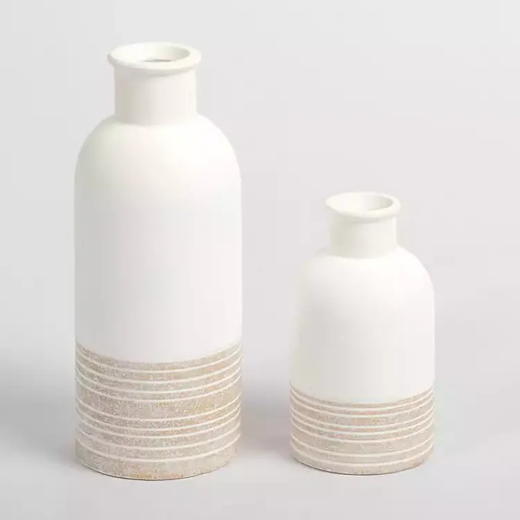 Neutral Two-Toned Ceramic Vase, 7 in. Vases