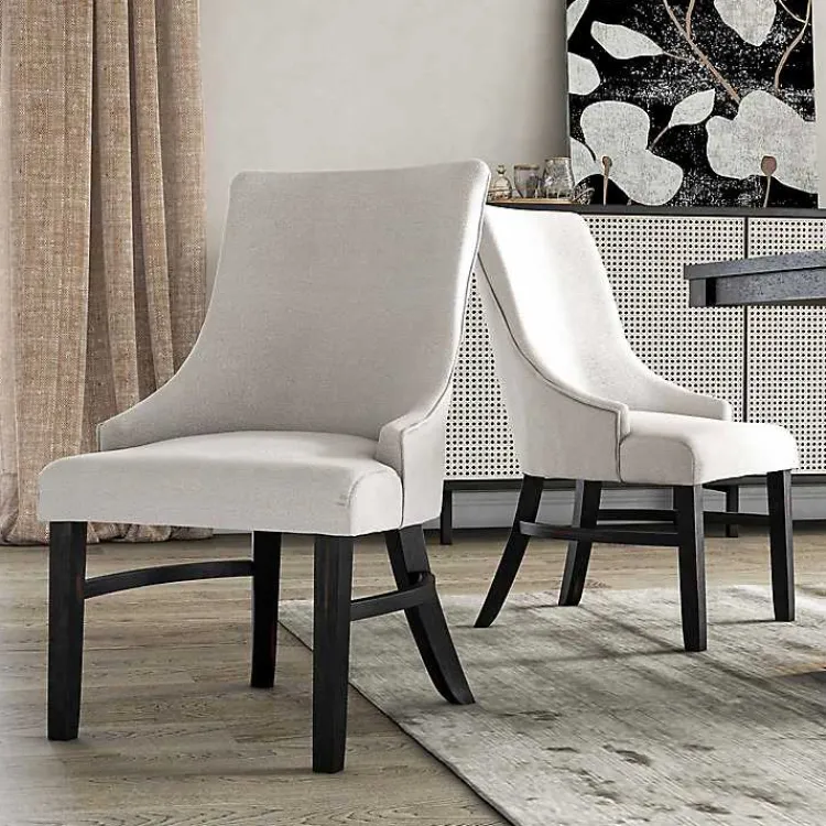 Kirklands Home Dining Chairs|Neutral Wingback Dining Chairs, Set of 2 Ivory