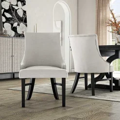 Kirklands Home Dining Chairs|Neutral Wingback Dining Chairs, Set of 2 Ivory