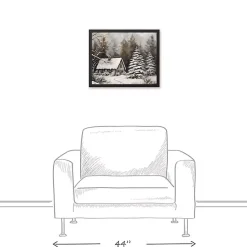 Outlet Neutral Winter Log Cabin Framed Canvas Art Print Christmas Art & Wall Decor