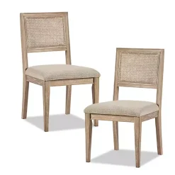 Kirklands Home Dining Chairs|Neutral Woven Back Dining Chairs, Set of 2 Tan