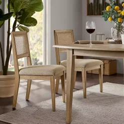 Kirklands Home Dining Chairs|Neutral Woven Back Dining Chairs, Set of 2 Tan