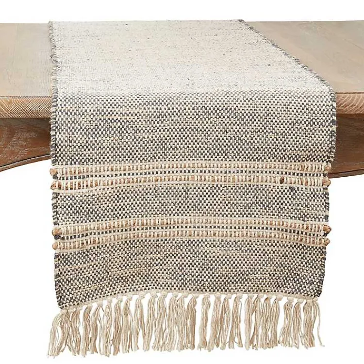 Kirklands Home Table Linens|Neutral Woven Tassel Table Runner