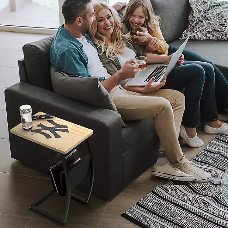 Kirklands Home Accent & End Tables|New York Yankees Wood C-Table Tan