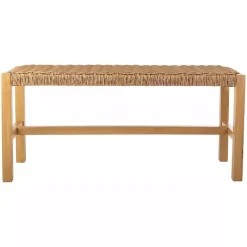Kirklands Home Entryway Furniture|Newport Natural Wood and Rattan Bench Brown