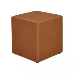 Kirklands Home Benches & Ottomans|Newton Carmel Faux Leather Square Ottoman Brown