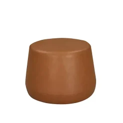 Kirklands Home Benches & Ottomans|Newton Carmel Faux Leather Thimble Ottoman Brown