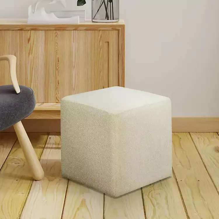 Kirklands Home Benches & Ottomans|Newton Boucle Square Ottoman Ivory