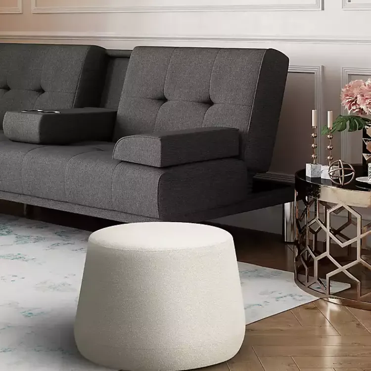 Kirklands Home Benches & Ottomans|Newton Boucle Thimble Ottoman Ivory