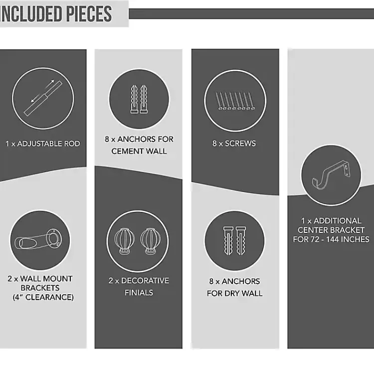 Kirklands Home Curtain Rods & Hardware|Nickel Blackout Extendable Curtain Rod, 144 in.