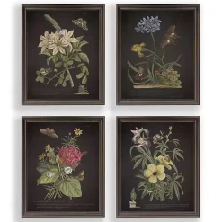 Kirklands Home Framed Art|Night Butterfly Blooms Framed Art Prints, Set of 4