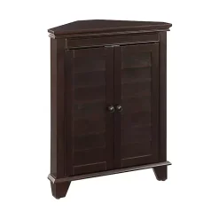 Kirklands Home Bathroom Furniture|Nikki Dark Wooden Corner Cabinet Brown