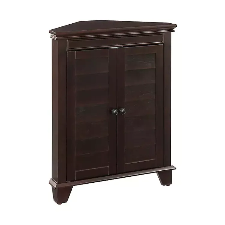 Kirklands Home Bathroom Furniture|Nikki Dark Wooden Corner Cabinet Brown