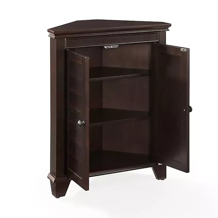 Kirklands Home Bathroom Furniture|Nikki Dark Wooden Corner Cabinet Brown