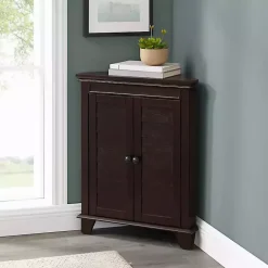 Kirklands Home Bathroom Furniture|Nikki Dark Wooden Corner Cabinet Brown