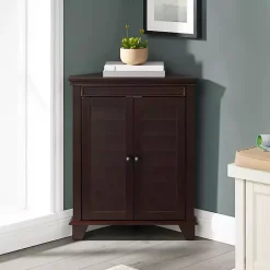 Kirklands Home Bathroom Furniture|Nikki Dark Wooden Corner Cabinet Brown