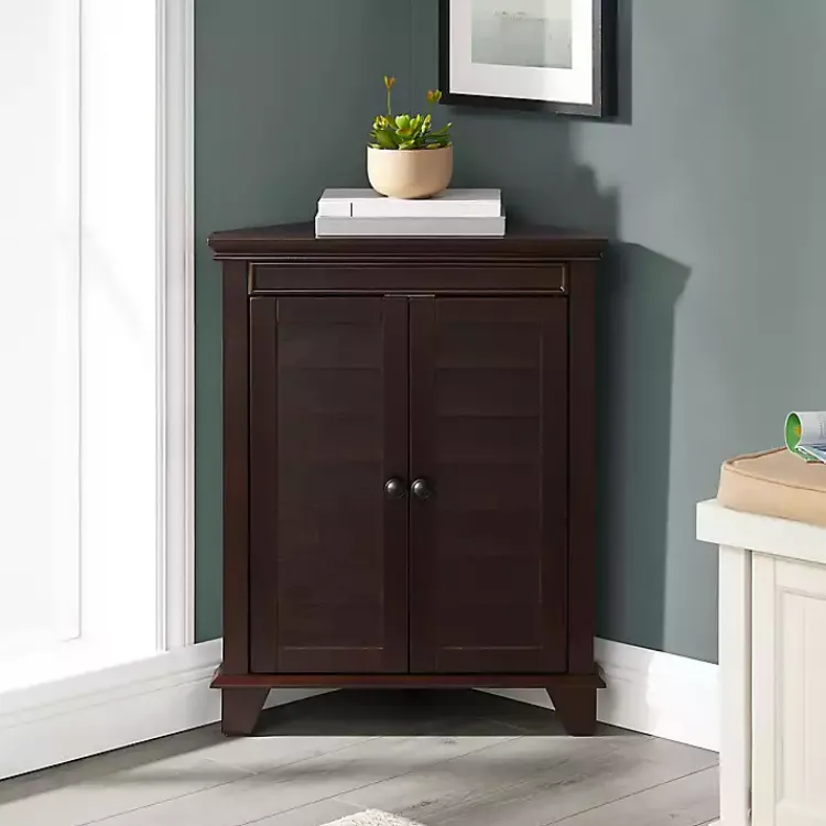 Kirklands Home Bathroom Furniture|Nikki Dark Wooden Corner Cabinet Brown